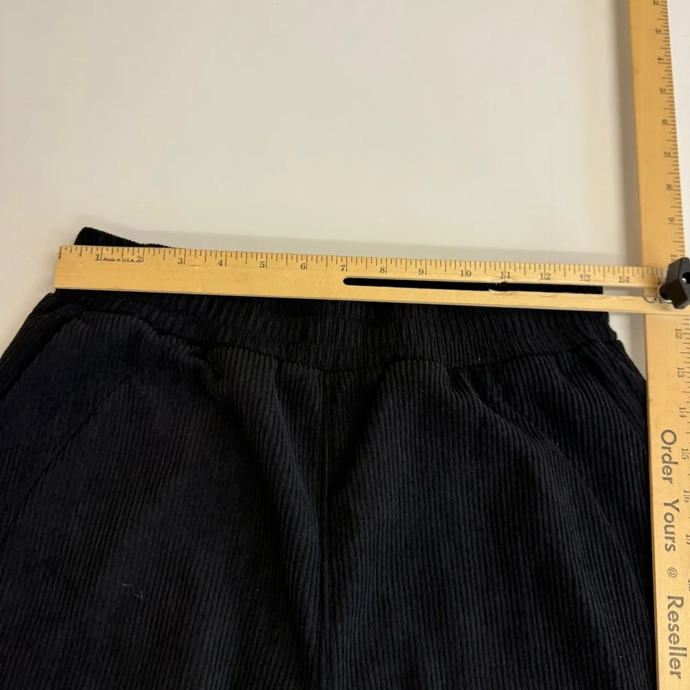 Halara Pants Womens Small Tall Black Corduroy Wide Leg High Waisted Casual - Picture 6 of 8
